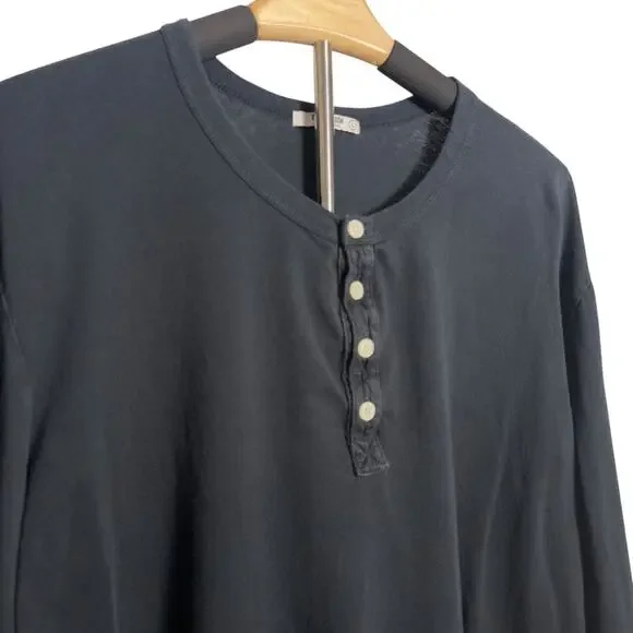 Buck Mason Long Sleeve Henley Black- Cotton - Picture 6 of 7